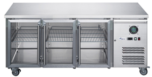 FED-X Three Glass Door Bench Fridge Stainless Steel - XUB6C18G3V