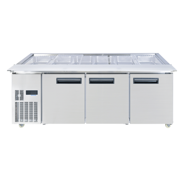 Thermaster Three Door Cold Bench Salad Station 6x1/1 GN Pans PG210FA-XB