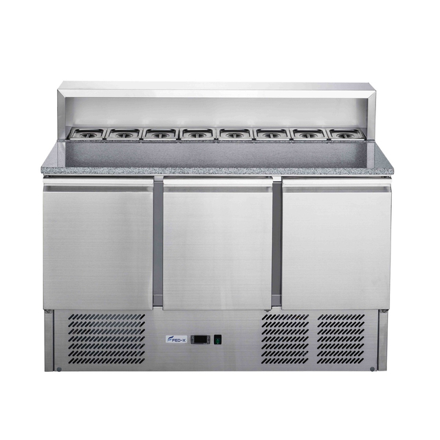 FED-X Three Door Salad Prep Fridge with Marble Top - XGNS1300E