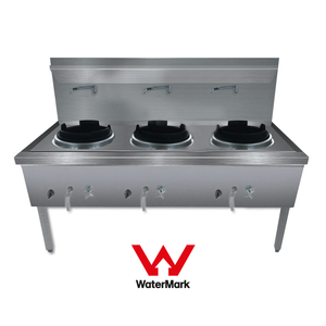 Gasmax Stainless Steel Waterless LPG Triple Wok Chimney Burner - WW-3LC