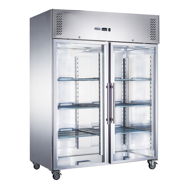 FED-X S/S Two Full Glass Door Upright Freezer - XURF1410G2V