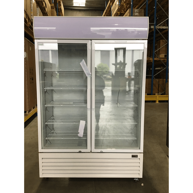 Ex-Showroom: Thermaster Large Two Glass Door Colourbond Upright Drink Fridge - LG-1200P-QLD302