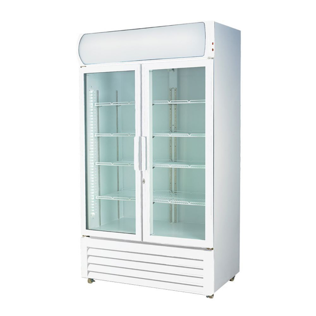Ex-Showroom: Thermaster Large Two Glass Door Colourbond Upright Drink Fridge - LG-1200P-QLD314