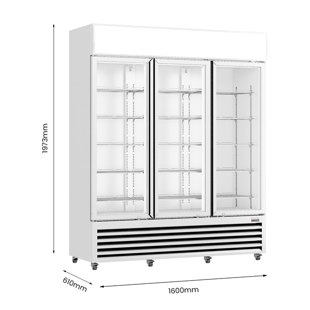 Thermaster Three Glass Door Colourbond Upright Drink Fridge LG-1203P