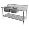 DSBD7-2400L/A Left Inlet Double Sink Dishwasher Bench