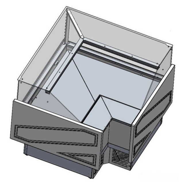 Tecnodom Series MR80 Black Corner Deli Display w/ Storage and Castors TDMR-08E