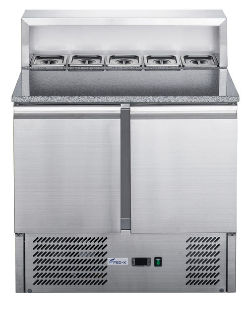 FED-X Two Door Salad Prep Fridge with Marble Top - XGNS900E