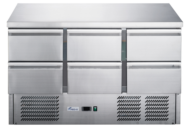 FED-X Six Drawer Compact Workbench Fridge - XGNS1300-6D