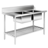 Right Inlet Double Sink Dishwasher Bench - DSBD7-1500R/A