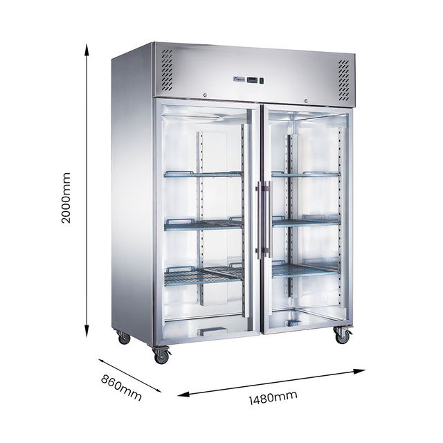 FED-X S/S Two Full Glass Door Upright Fridge - XURC1410G2V
